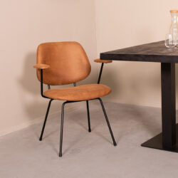 pro_96830_img_8815206 LABEL51 Eetkamerstoel Rivano - Cognac - Micro Suede - Zwart Metalen Frame