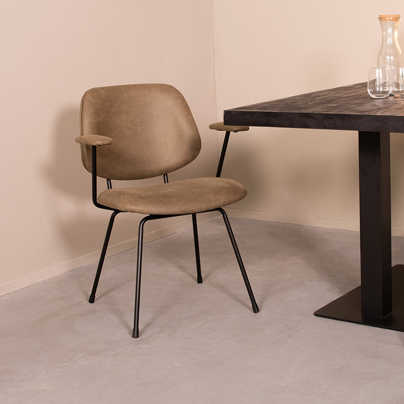 LABEL51 Eetkamerstoel Rivano - Moss - Micro Suede - Zwart Metalen Frame