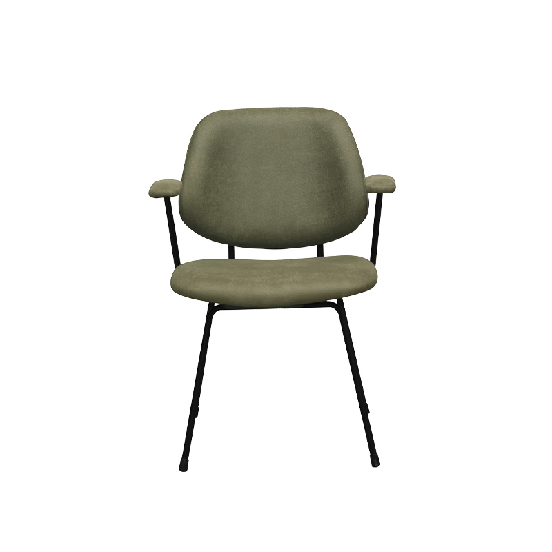 LABEL51 Eetkamerstoel Rivano - Moss - Micro Suede - Zwart Metalen Frame