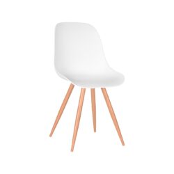 LABEL51 Eetkamerstoel Rimini - Wit - PP - Naturel Houtlook Frame