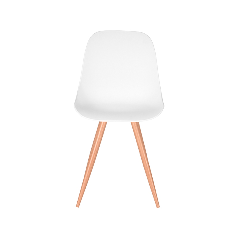 LABEL51 Eetkamerstoel Rimini - Wit - PP - Naturel Houtlook Frame