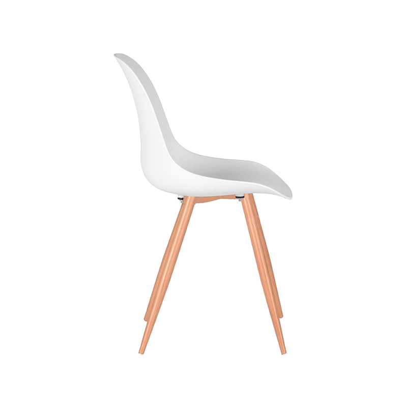 LABEL51 Eetkamerstoel Rimini - Wit - PP - Naturel Houtlook Frame