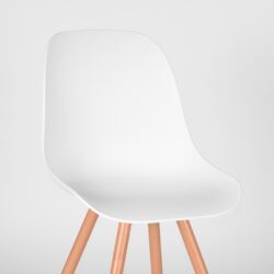 LABEL51 Eetkamerstoel Rimini - Wit - PP - Naturel Houtlook Frame