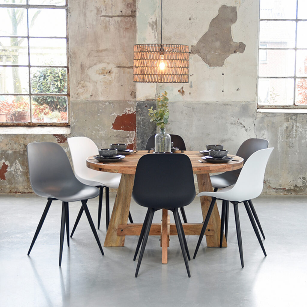 pro_989_img_8814897 LABEL51 Eetkamerstoel Monza - Wit - PP - Zwart Metalen Frame