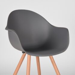 LABEL51 Eetkamerstoel Parma - Antraciet - PP - Naturel Houtlook Frame