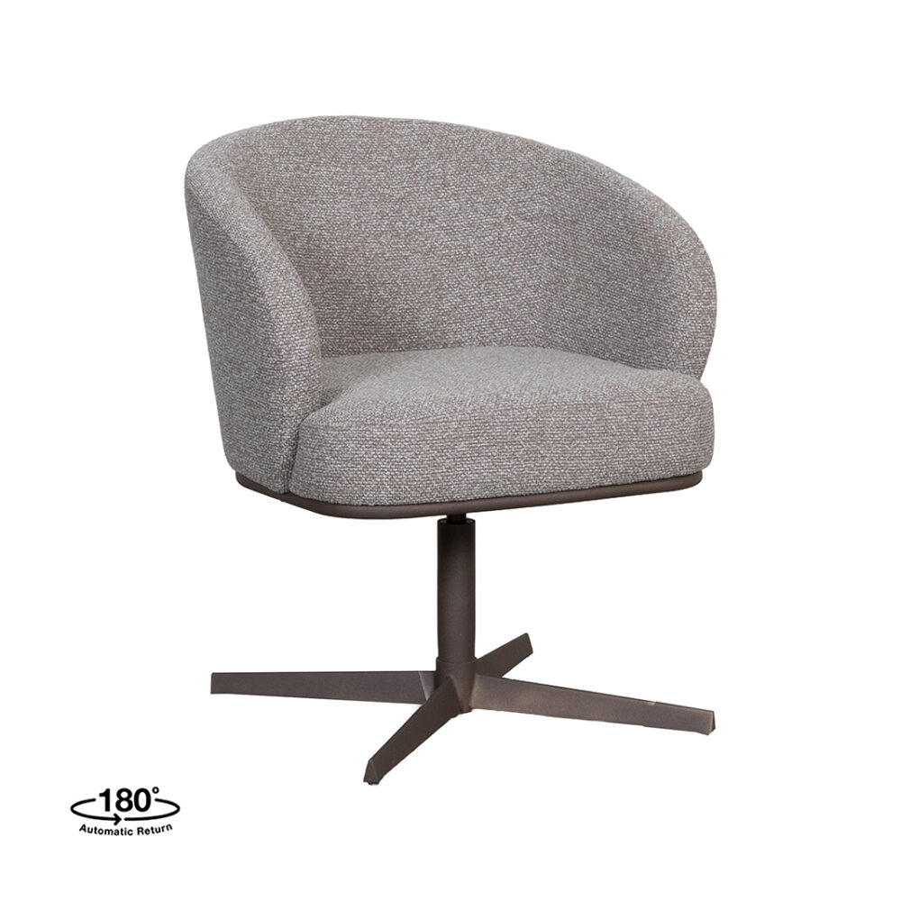 LABEL51 Eetkamerstoelen Cannes - Mushroom - Boucle - Brons Metalen Frame