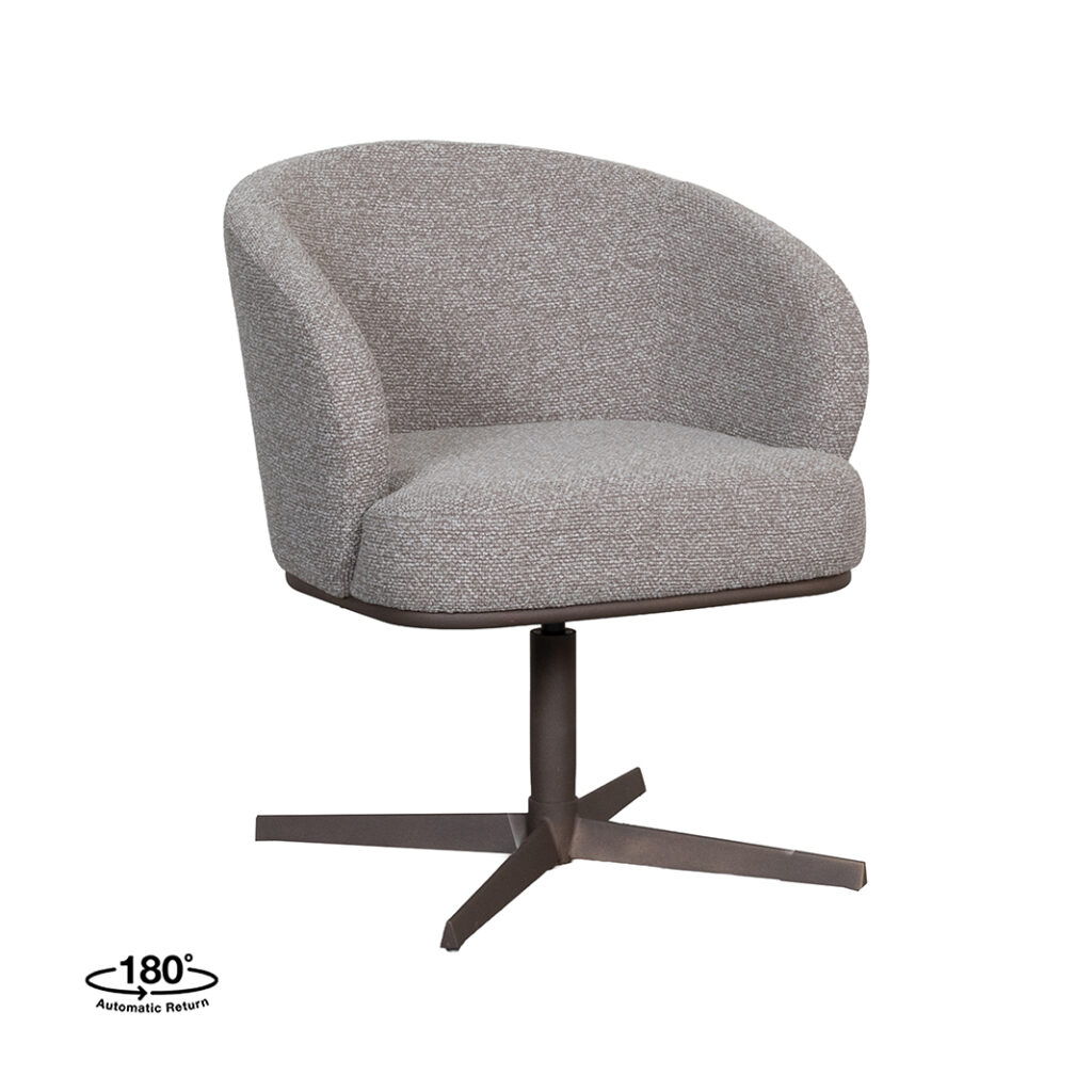 LABEL51 Eetkamerstoel Cannes - Mushroom - Royal Boucle - Brons Metalen Frame