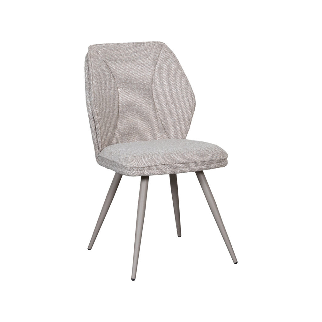 LABEL51 Eetkamerstoel Silvain - Naturel - Royal Boucle - Taupe Metalen Frame