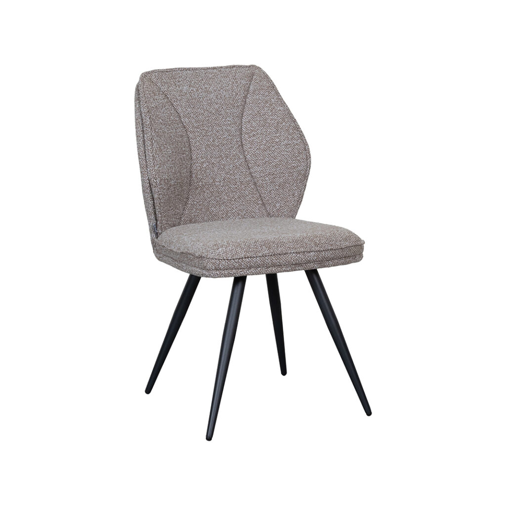 LABEL51 Eetkamerstoel Silvain - Mushroom - Royal Boucle - Zwart Metalen Frame