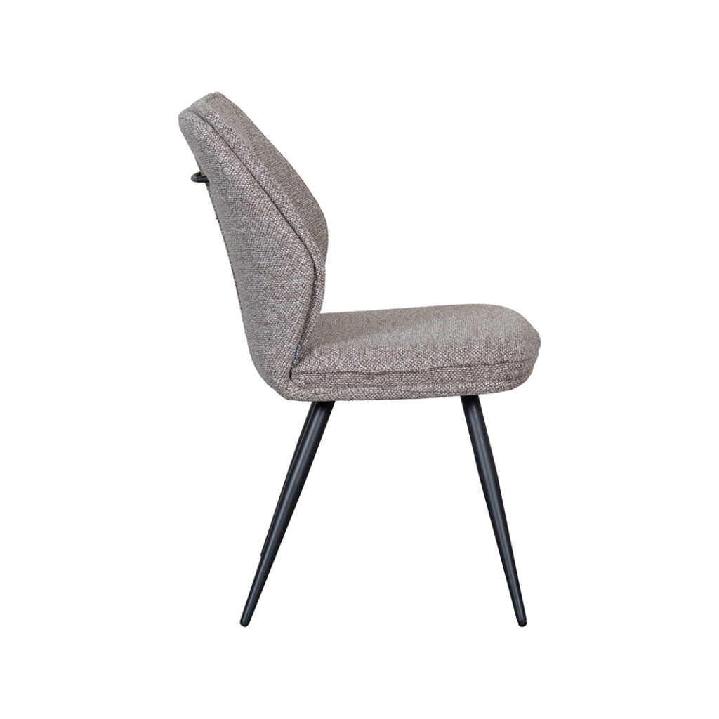 LABEL51 Eetkamerstoel Silvain - Mushroom - Royal Boucle - Zwart Metalen Frame