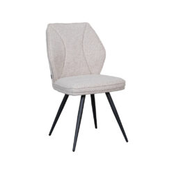 LABEL51 Eetkamerstoel Silvain - Naturel - Royal Boucle - Zwart Metalen Frame