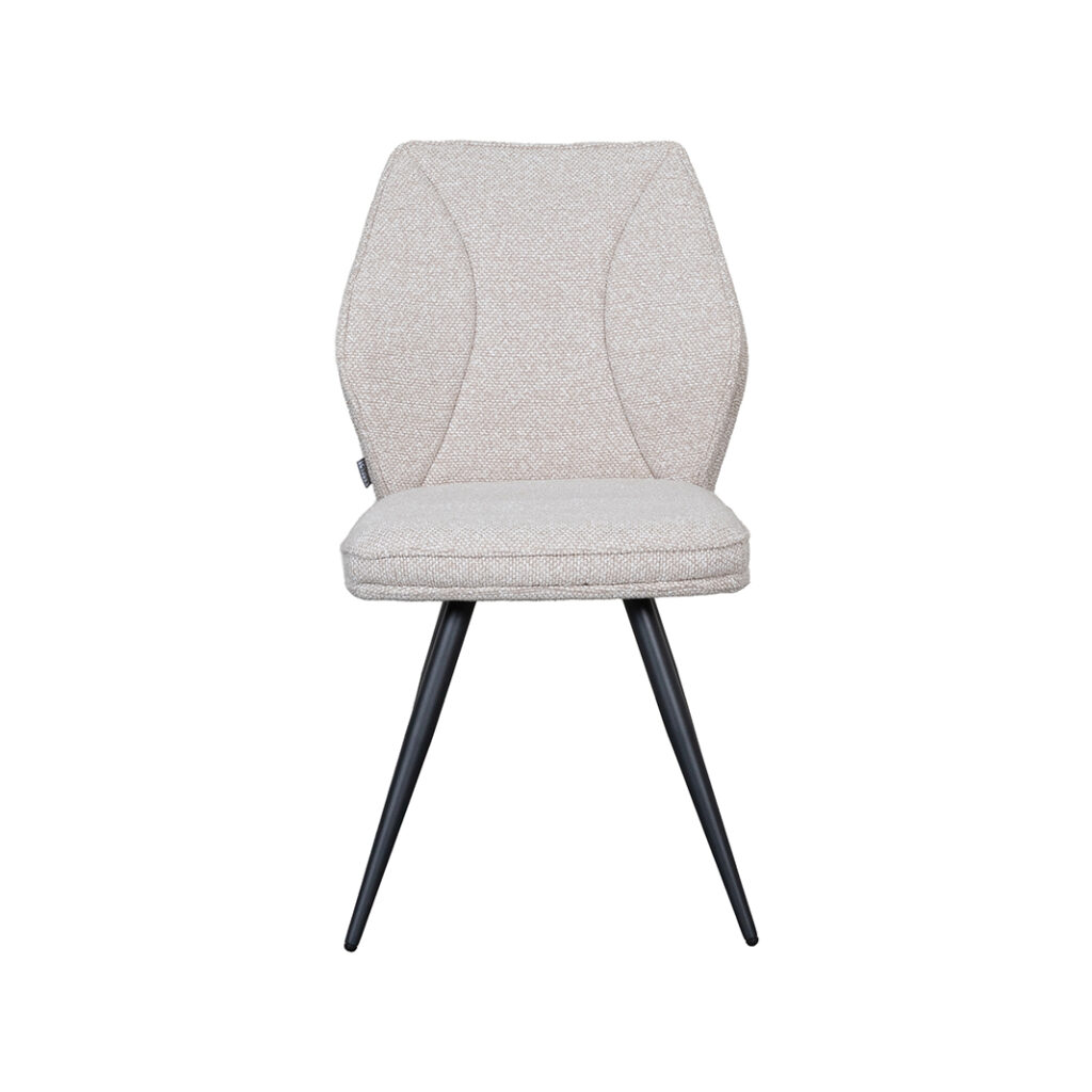 LABEL51 Eetkamerstoel Silvain - Naturel - Royal Boucle - Zwart Metalen Frame