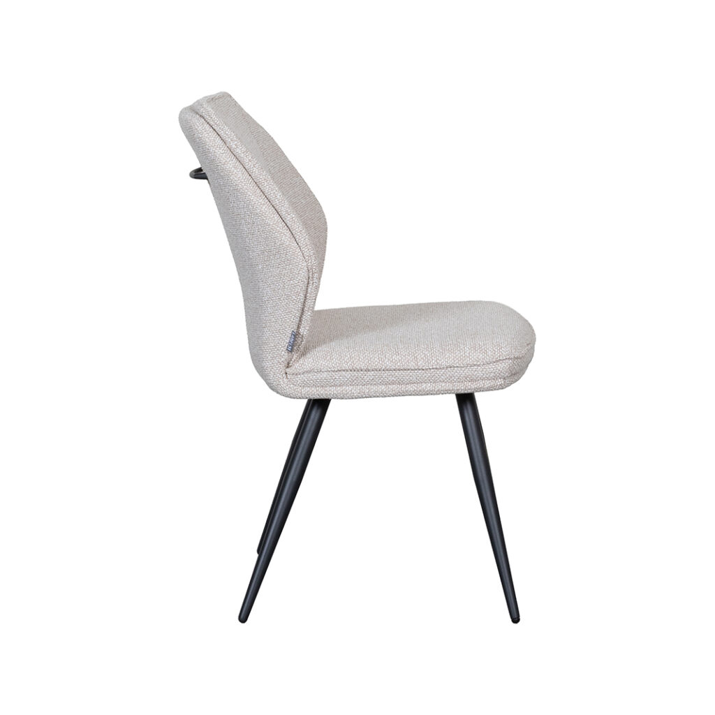 LABEL51 Eetkamerstoel Silvain - Naturel - Royal Boucle - Zwart Metalen Frame