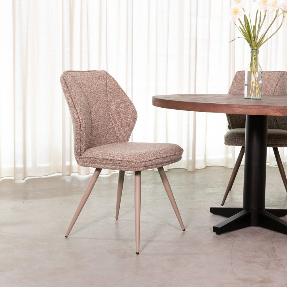 LABEL51 Eetkamerstoel Silvain - Mushroom - Royal Boucle - Taupe Metalen Frame