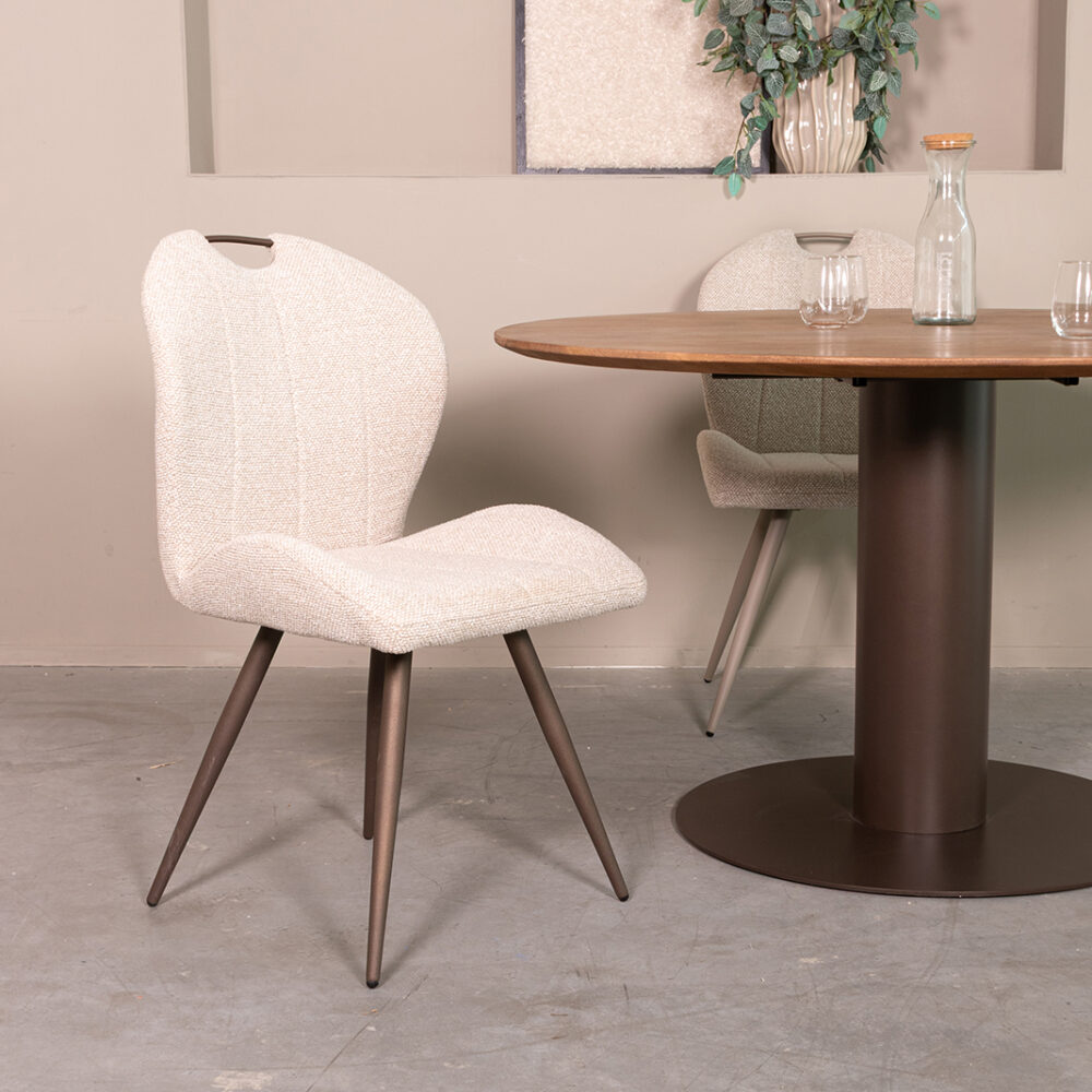 LABEL51 Eetkamerstoel Silly - Naturel - Royal Boucle - Brons Metalen Frame