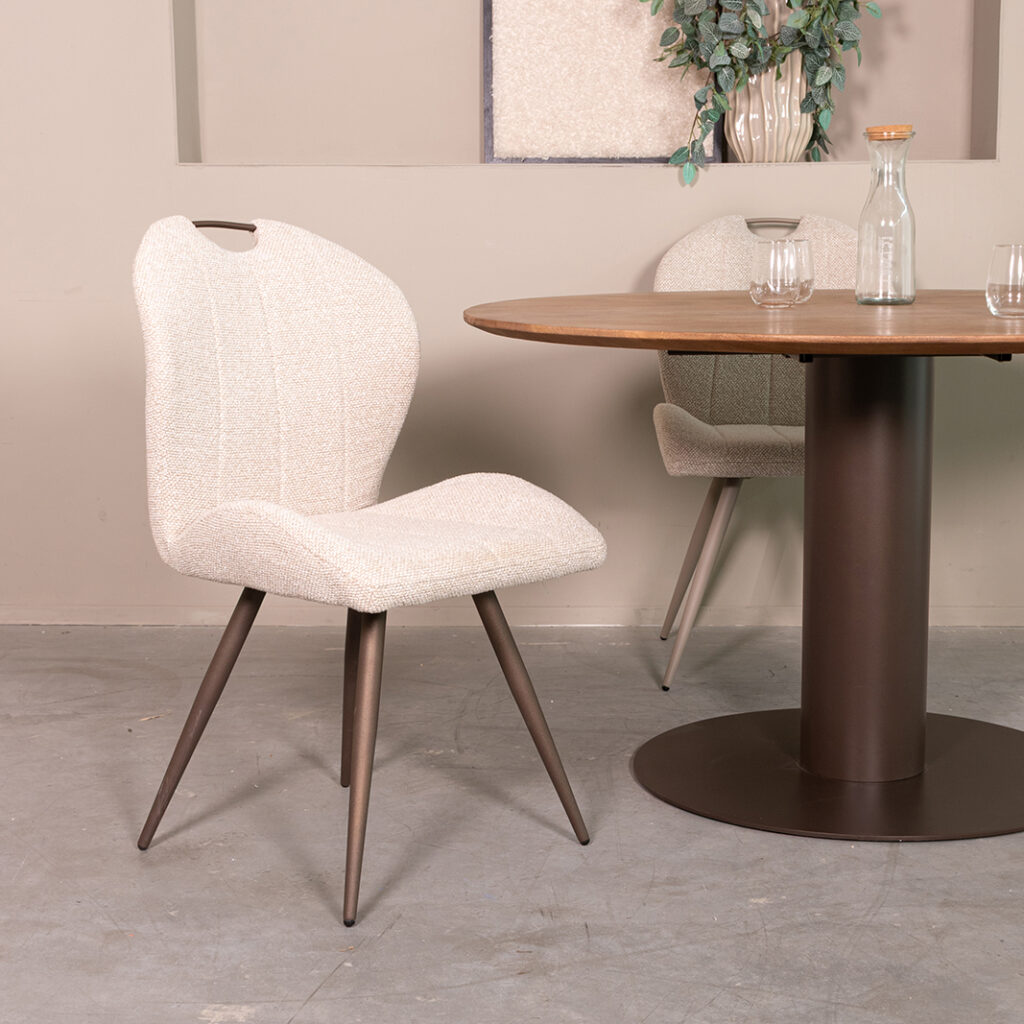 pro_107715_img_8942284 LABEL51 Eetkamerstoel Silly - Naturel - Royal Boucle - Brons Metalen Frame