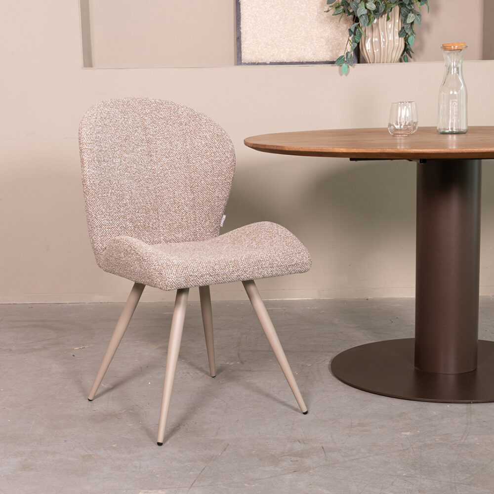 LABEL51 Eetkamerstoel Sil - Mushroom - Royal Boucle - Taupe Metalen Frame