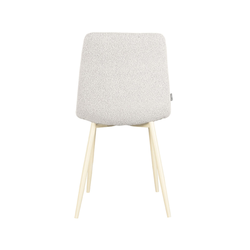 LABEL51 Eetkamerstoel Nino - Champagne - Boucle - Wit Metalen Frame