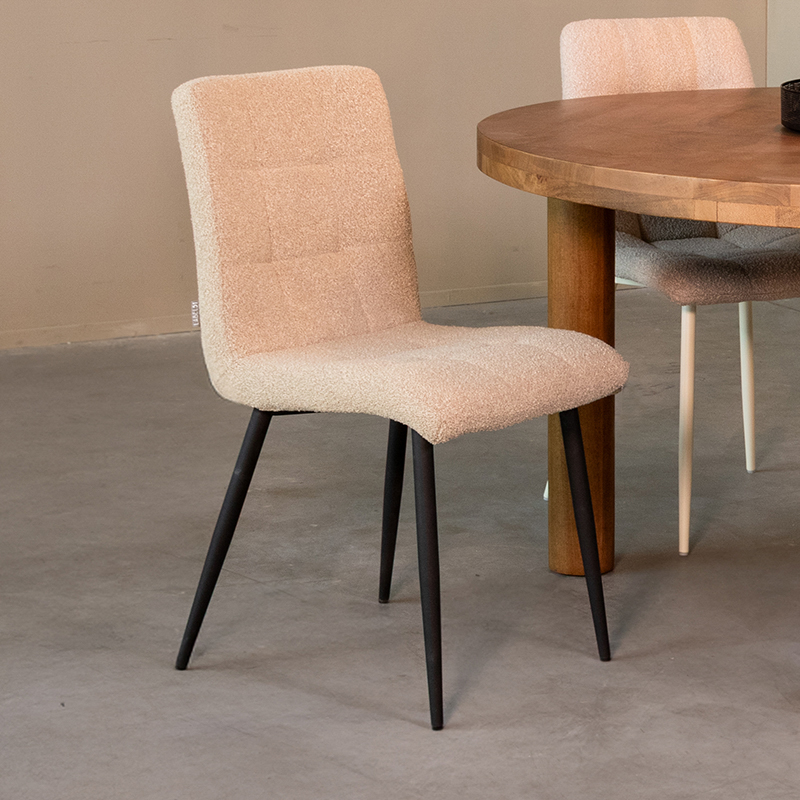 pro_81066_img_8882335 LABEL51 Eetkamerstoel Sam - Zand - Boucle - Zwart Metalen Frame