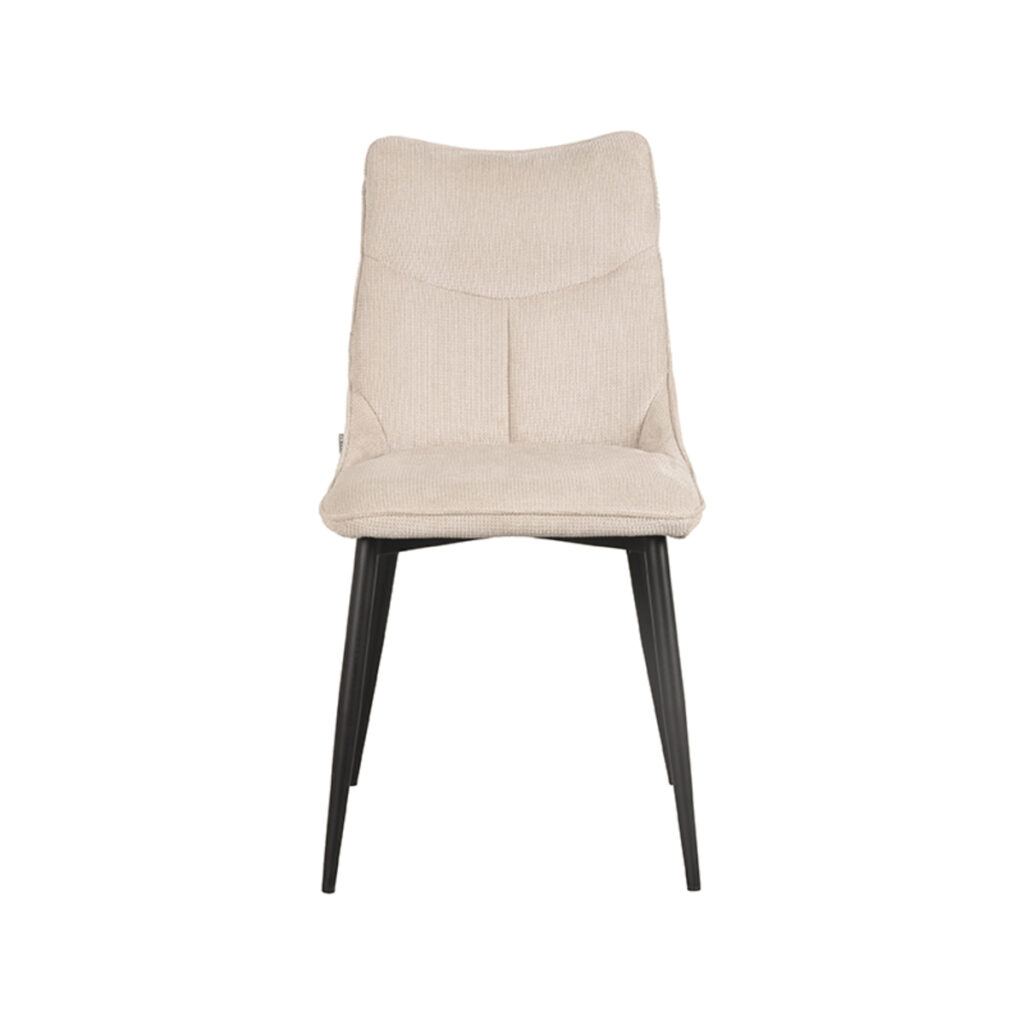 LABEL51 Eetkamerstoel Riv - Naturel - Cato - Zwart Metalen Frame