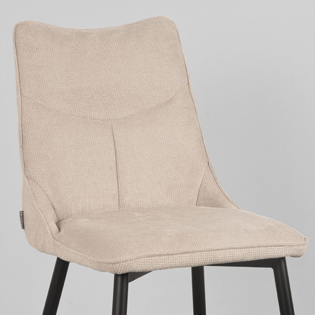 LABEL51 Eetkamerstoel Riv - Naturel - Cato - Zwart Metalen Frame