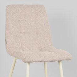 LABEL51 Eetkamerstoel Nino - Naturel - Boucle - Wit Metalen Frame