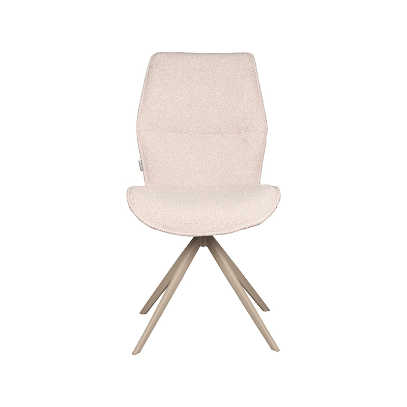 LABEL51 Eetkamerstoel Comfy - Naturel - Boucle - Taupe Metalen Frame