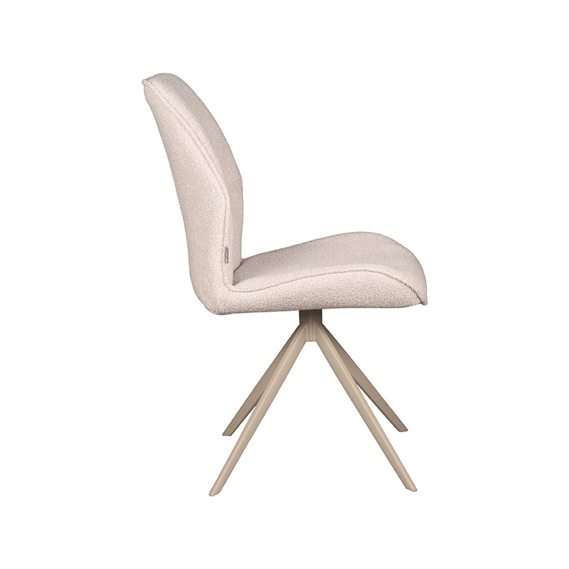 LABEL51 Eetkamerstoel Comfy - Naturel - Boucle - Taupe Metalen Frame