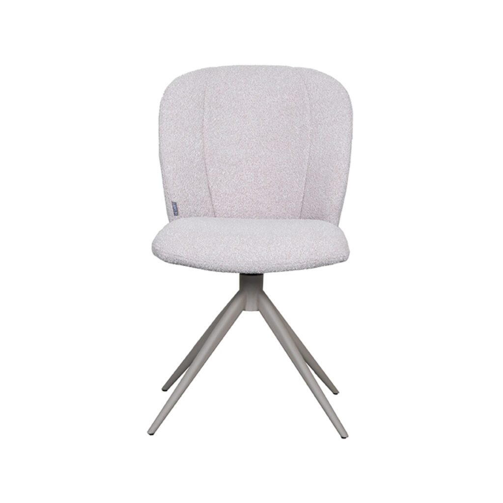 LABEL51 Eetkamerstoel Kimo - Naturel - Boucle - Taupe Metalen Frame