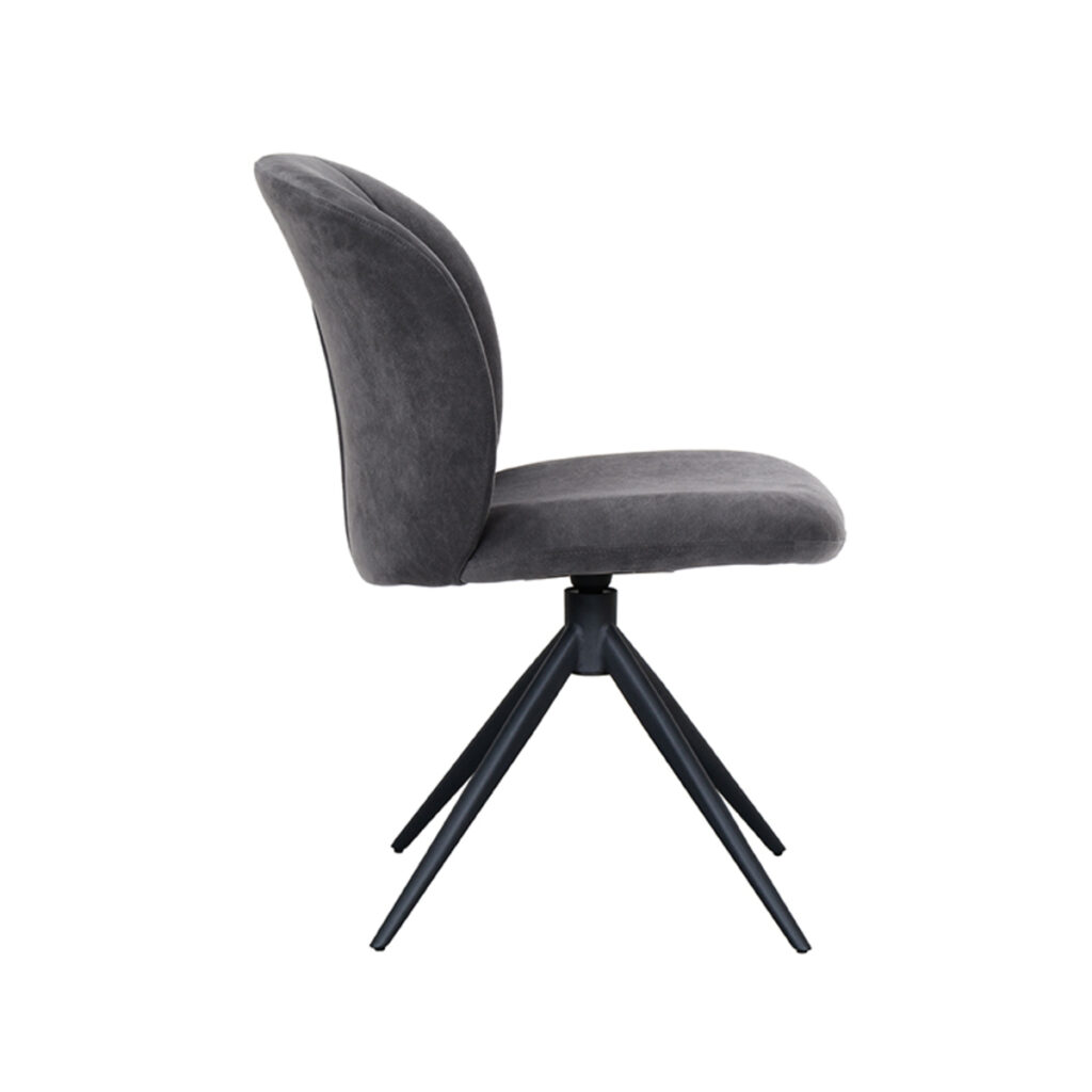 LABEL51 Eetkamerstoel Kimo - Antraciet - Cosmo - Zwart Metalen Frame