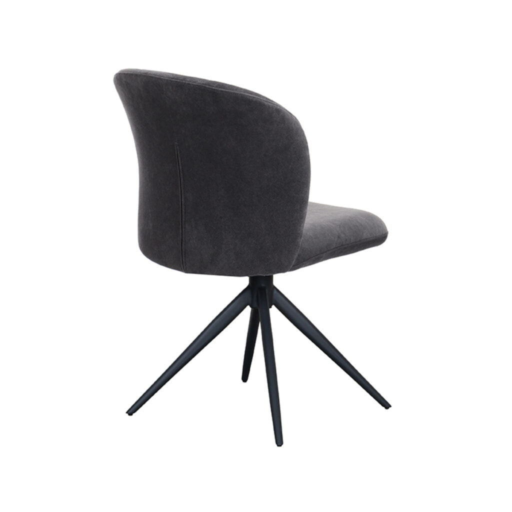 LABEL51 Eetkamerstoel Kimo - Antraciet - Cosmo - Zwart Metalen Frame