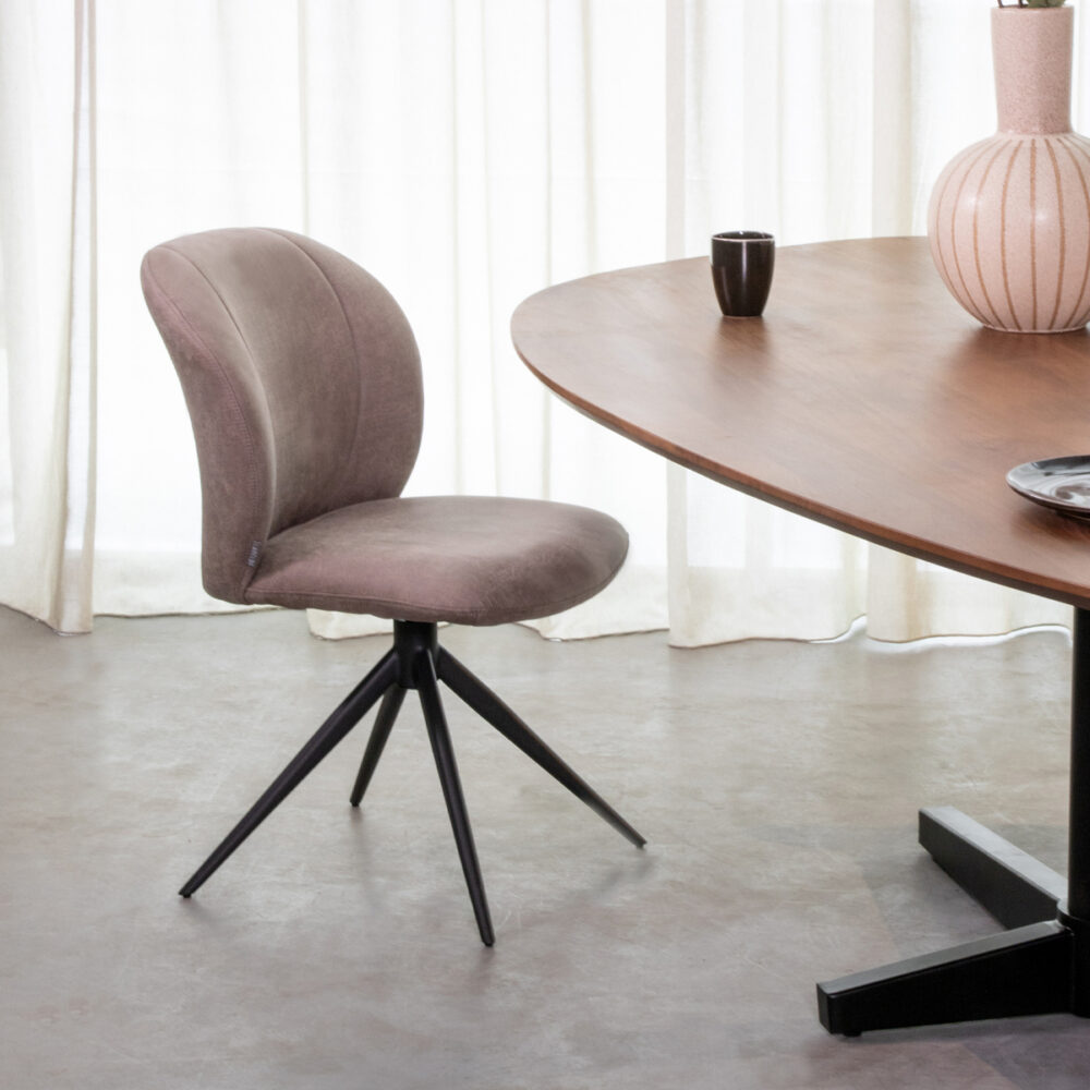 pro_82326_img_8881743 LABEL51 Eetkamerstoel Kimo - Taupe - Micro Suede - Zwart Metalen Frame