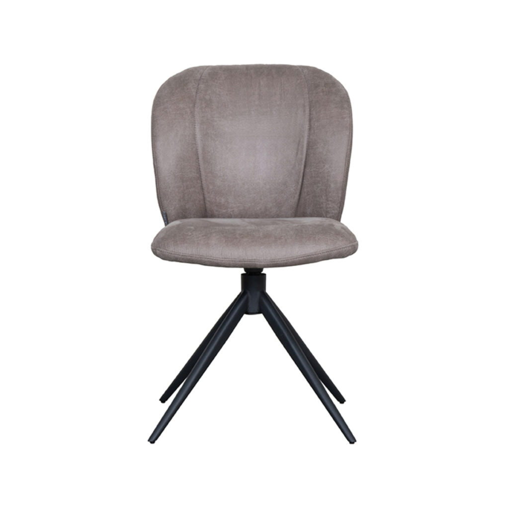 LABEL51 Eetkamerstoel Kimo - Taupe - Micro Suede - Zwart Metalen Frame