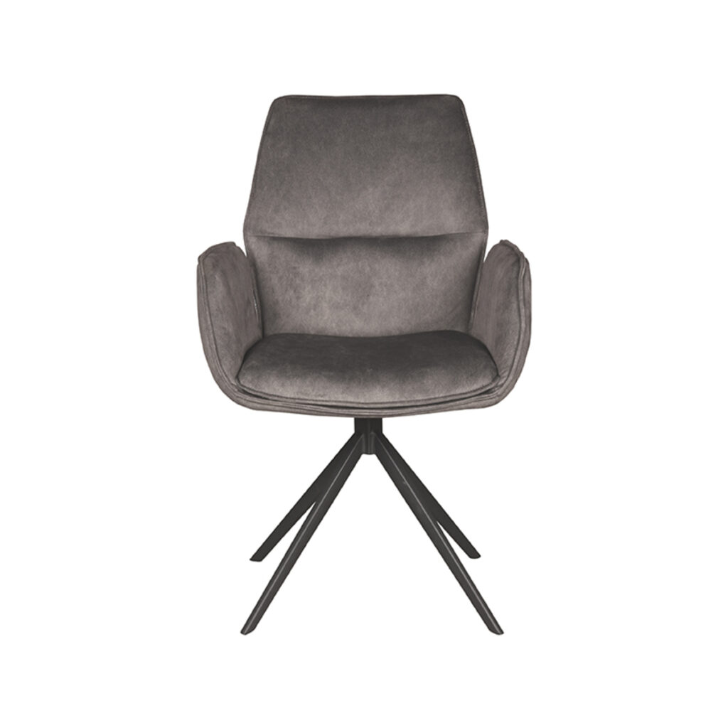 LABEL51 Eetkamerstoel Mellow - Antraciet - Cosmo - Zwart Metalen Frame