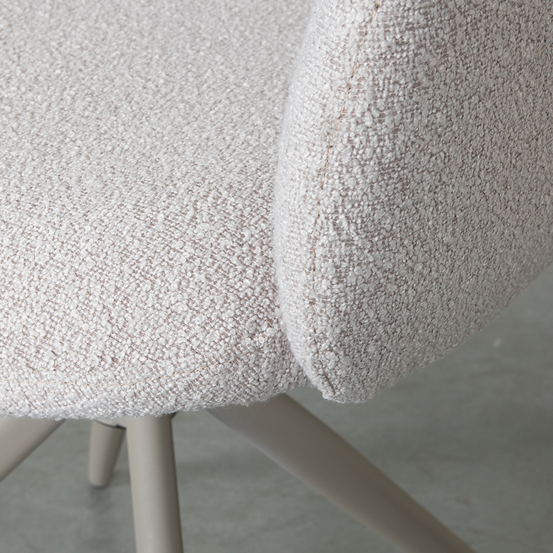 LABEL51 Eetkamerstoel Kimball - Naturel - Boucle - Taupe Metalen Frame