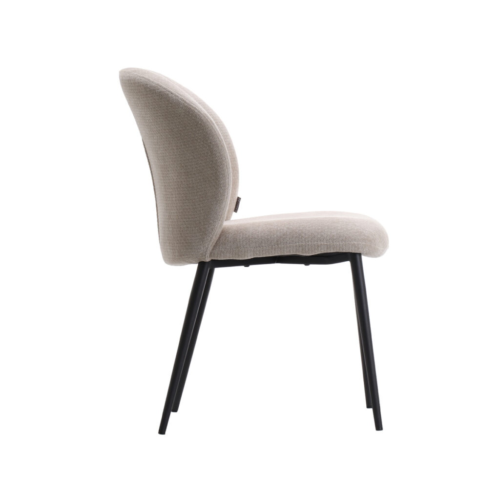 LABEL51 Eetkamerstoel Vino - Naturel - Elite - Zwart Metalen Frame