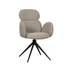 LABEL51 Eetkamerstoel Vidar - Naturel - Royal Boucle - Zwart Metalen Frame