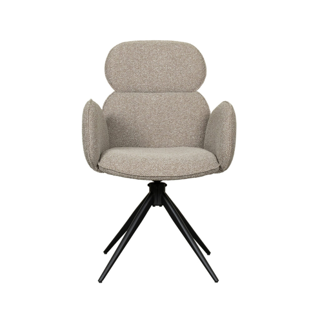 LABEL51 Eetkamerstoel Vidar - Naturel - Royal Boucle - Zwart Metalen Frame