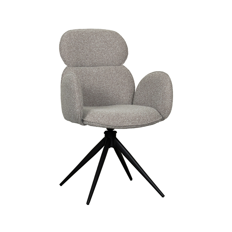 LABEL51 Eetkamerstoel Vidar - Mushroom - Royal Boucle - Zwart Metalen Frame