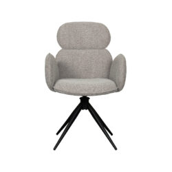 LABEL51 Eetkamerstoel Vidar - Mushroom - Royal Boucle - Zwart Metalen Frame