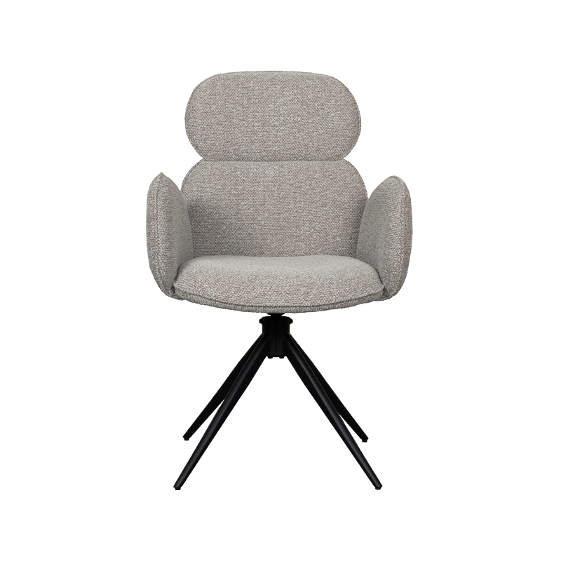 LABEL51 Eetkamerstoel Vidar - Mushroom - Royal Boucle - Zwart Metalen Frame