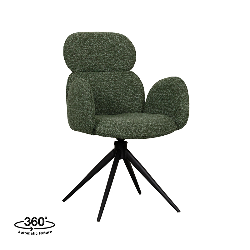 LABEL51 Eetkamerstoel Vidar - Forest - Royal Boucle - Zwart Metalen Frame