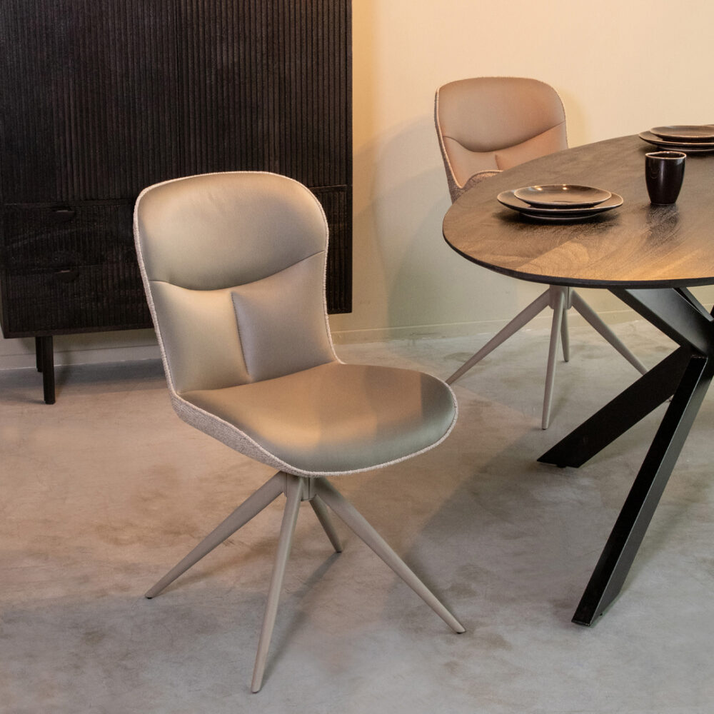 pro_92569_img_8882418 LABEL51 Eetkamerstoel Thorben - Forest - Microvezel - Taupe Metalen Frame