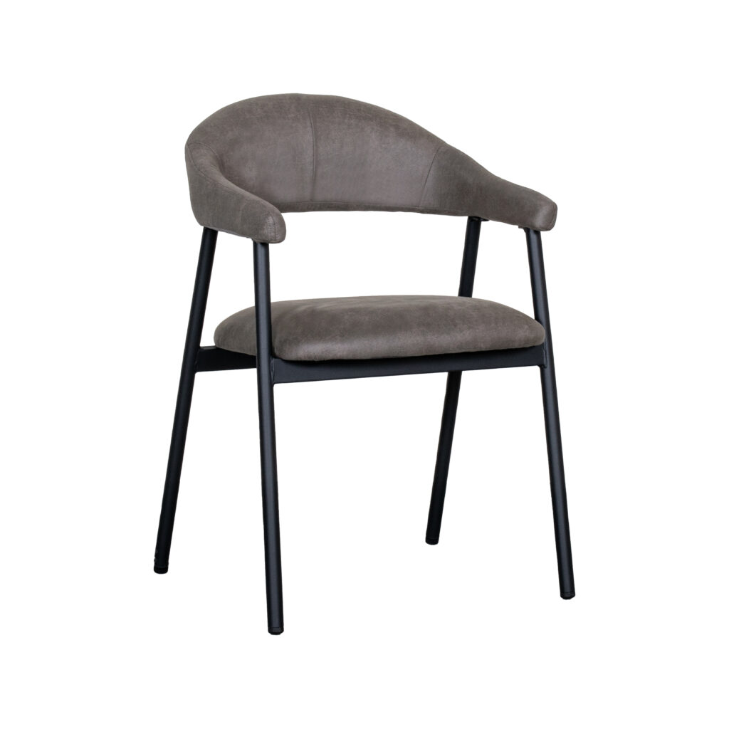 LABEL51 Eetkamerstoel Amaze - Antraciet - Micro Suede - Zwart Metalen Frame