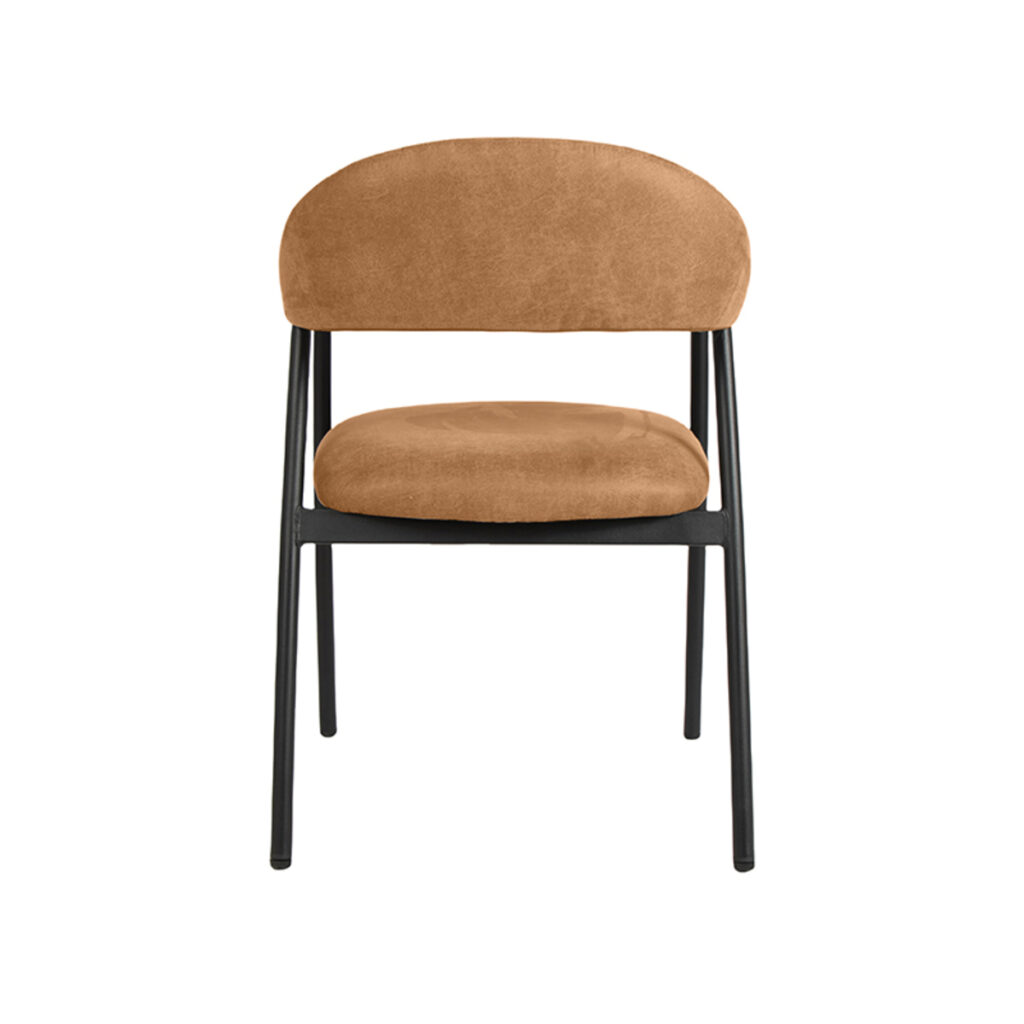 LABEL51 Eetkamerstoel Amaze - Cognac - Micro Suede - Zwart Metalen Frame