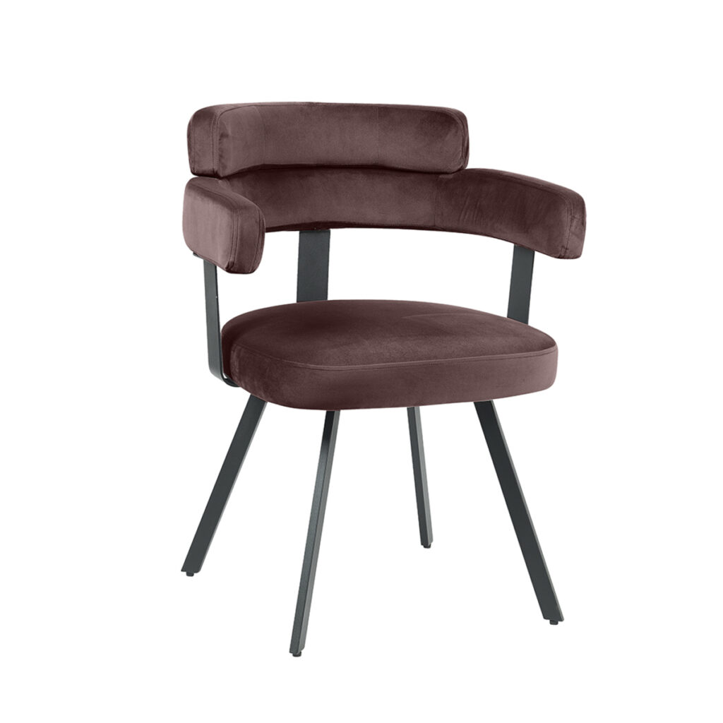 LABEL51 Eetkamerstoel Bardio - Taupe - Fluweel - Zwart Metalen Frame