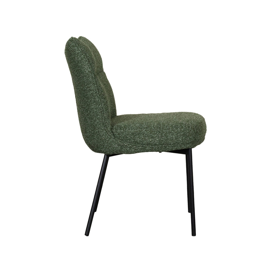LABEL51 Eetkamerstoel Lennon - Forest - Royal Boucle - Zwart Metalen Frame