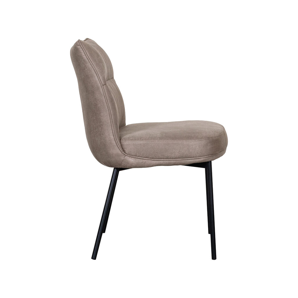 LABEL51 Eetkamerstoel Lennon - Taupe - Micro Suede - Zwart Metalen Frame