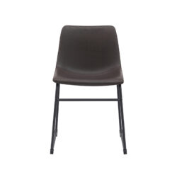 LABEL51 Eetkamerstoel Risto - Donkerbruin - Kunstleder - Zwart Metalen Frame