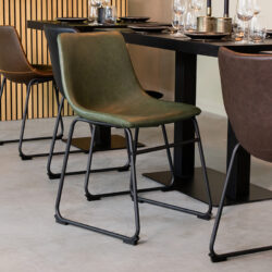 LABEL51 Eetkamerstoel Risto - Hunter - Kunstleder - Zwart Metalen Frame